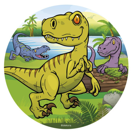 Topper De Pastel Comestible De Dinosaurio T-Rex – Decoración Redonda Personalizada Para Cumpleaños – Sweet-Tops