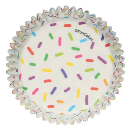 48 Caissettes à cupcakes blanches décor confettis
