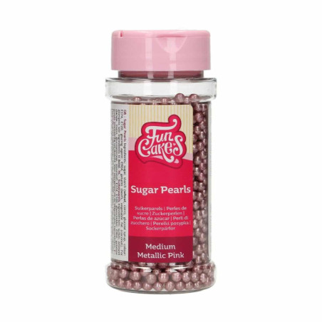 perles en sucre rose metallique de funcakes 80 g