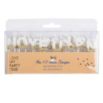 Kit bougies Joyeux anniversaire Blanc & or