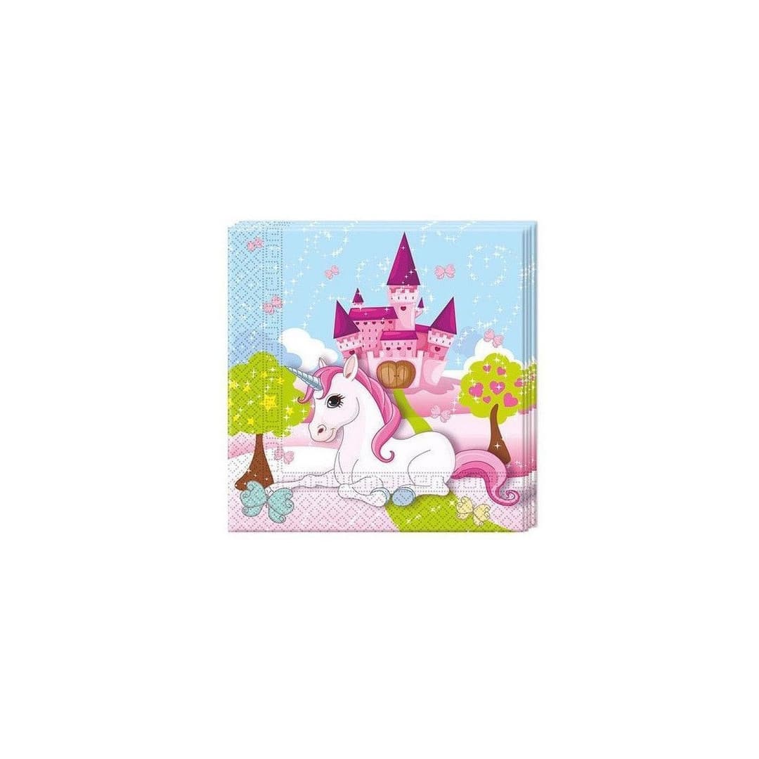 Serviettes Licorne 33cm – Lot De 20 – Vaisselle Jetable Festive Pour Anniversaire Et Goûter