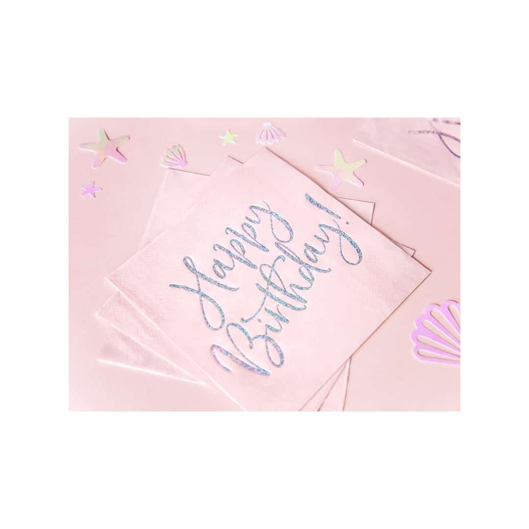 GlamRays 40 Serviettes Anniversaire Bleu Happy Birthday - Décoration Table Enfant Garçon Fille 33x33cm