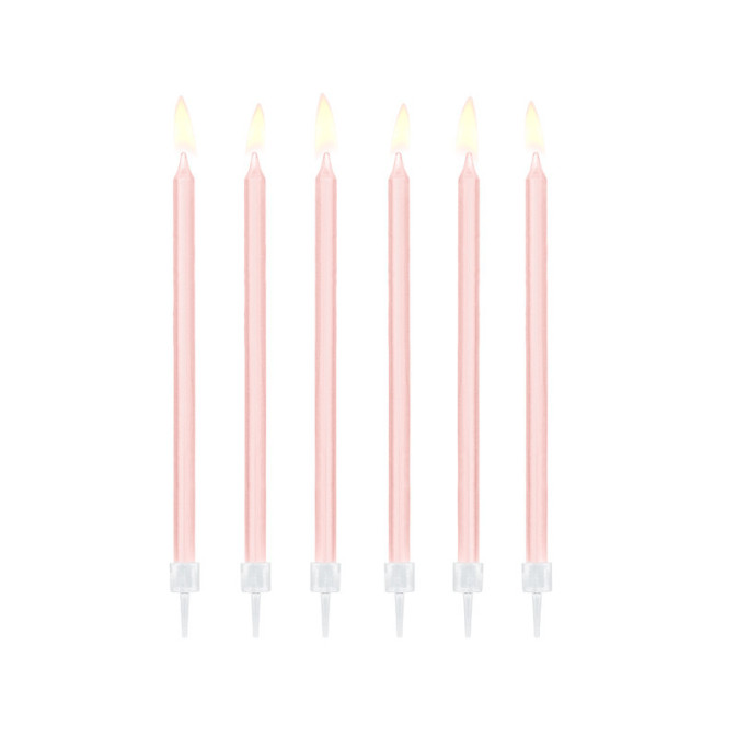 6-bougies-rose-pastel-longues