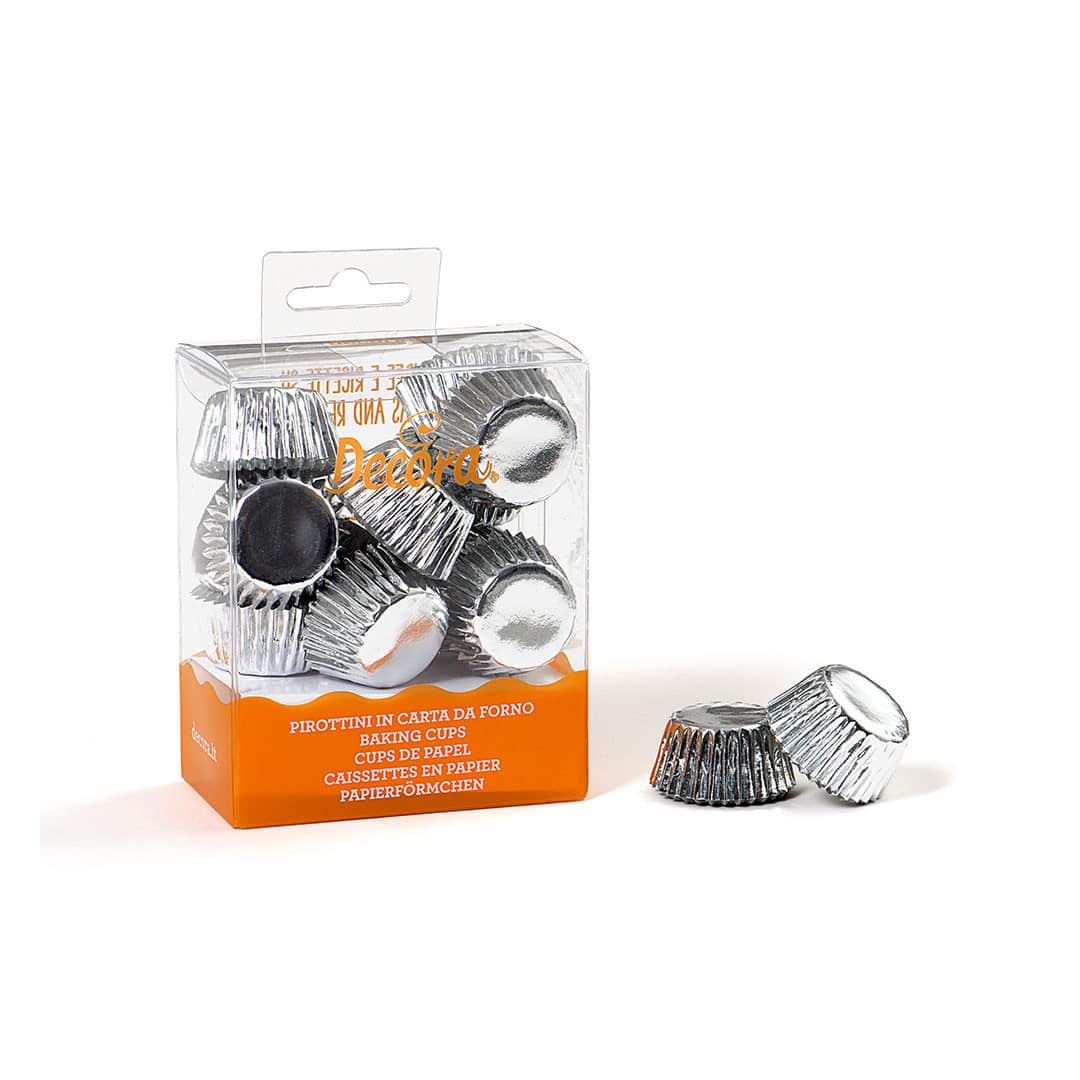 180 mini caissettes en papier argent