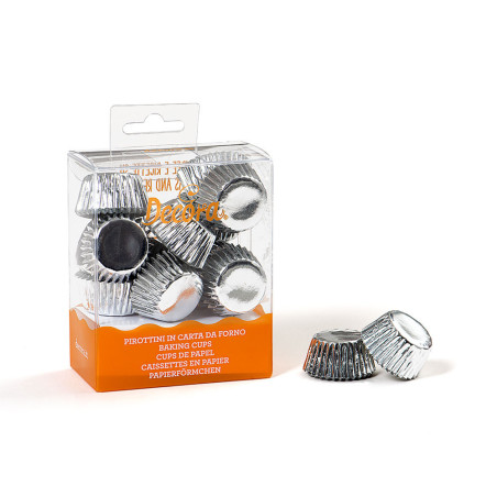 180 mini caissettes en papier argent