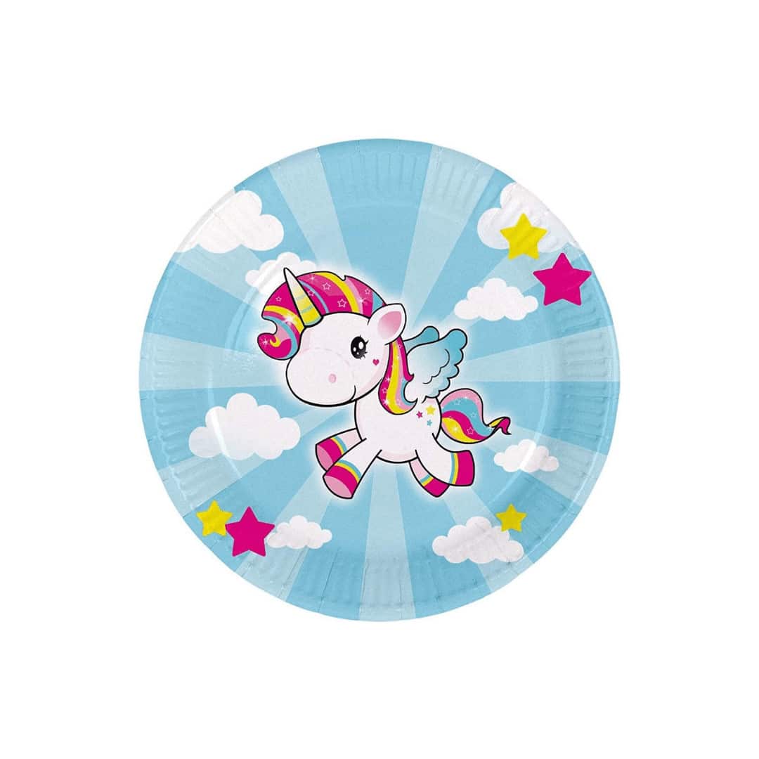 8 Assiettes anniversaire licorne