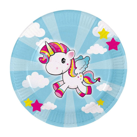 8 Assiettes anniversaire licorne