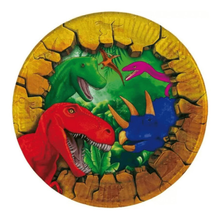 8 Assiettes anniversaire dinosaure