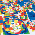 Serviettes En Papier Anniversaire Thème Blocs De Construction - Lot De 40 Serviettes 33x33cm - Pour Fête Enfant, Lego