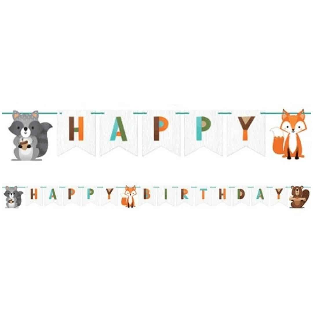 Bannière anniversaire animaux de la forêt