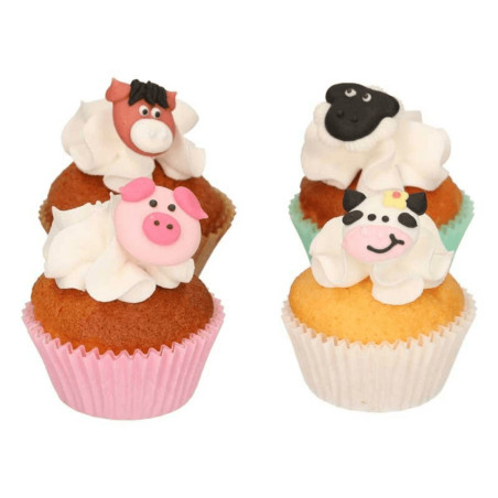 deco animaux de la ferme sur cupcake