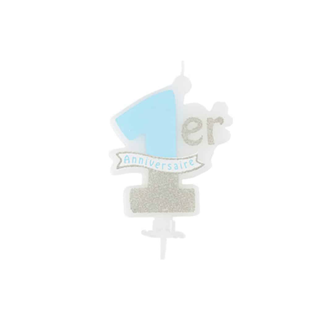 bougie-1-er-anniversaire-bleu-paillete