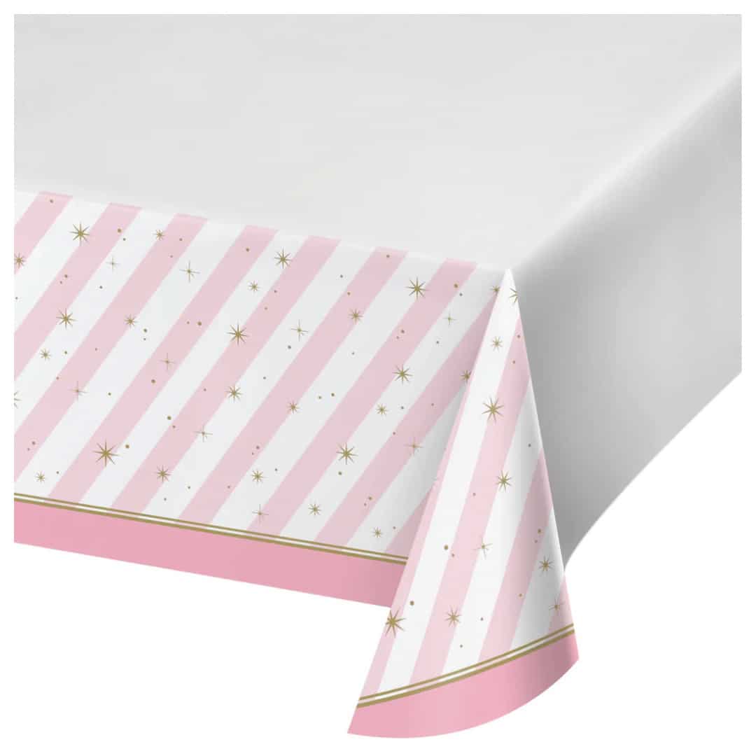 Nappe En Plastique Rose Pastel - 274x137 Cm - Idéale Pour Fêtes