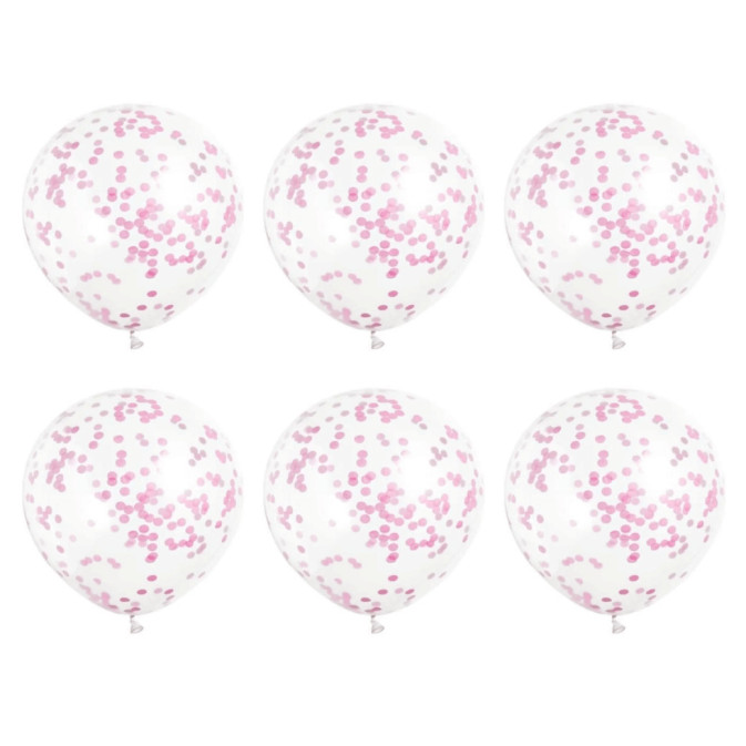 6 ballons a confettis roses