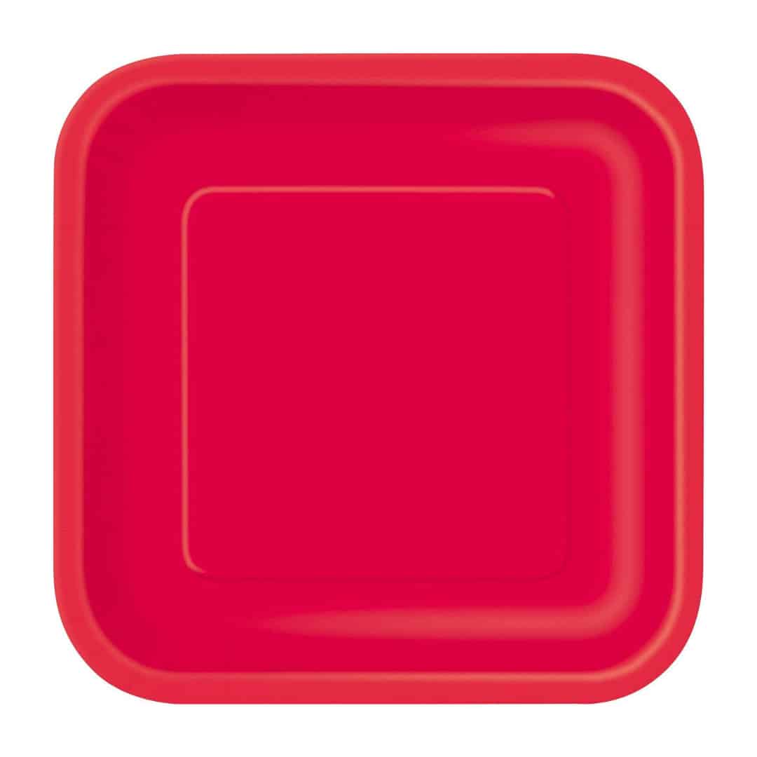 assiette carrée couleur rouge