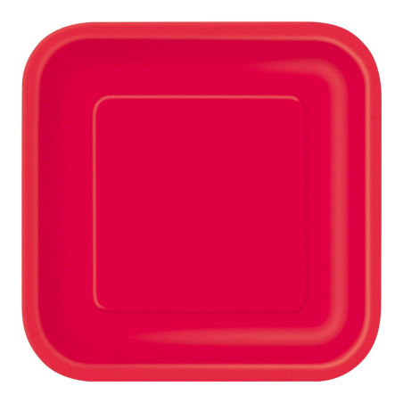 assiette carrée couleur rouge