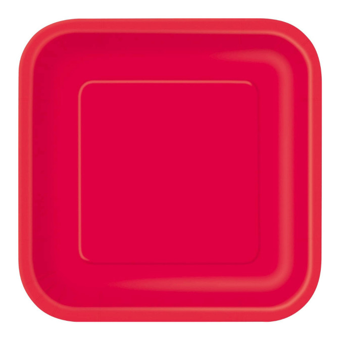 assiette carrée couleur rouge