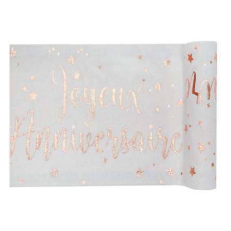 chemin-de-table-rose-gold-joyeux-anniversaire