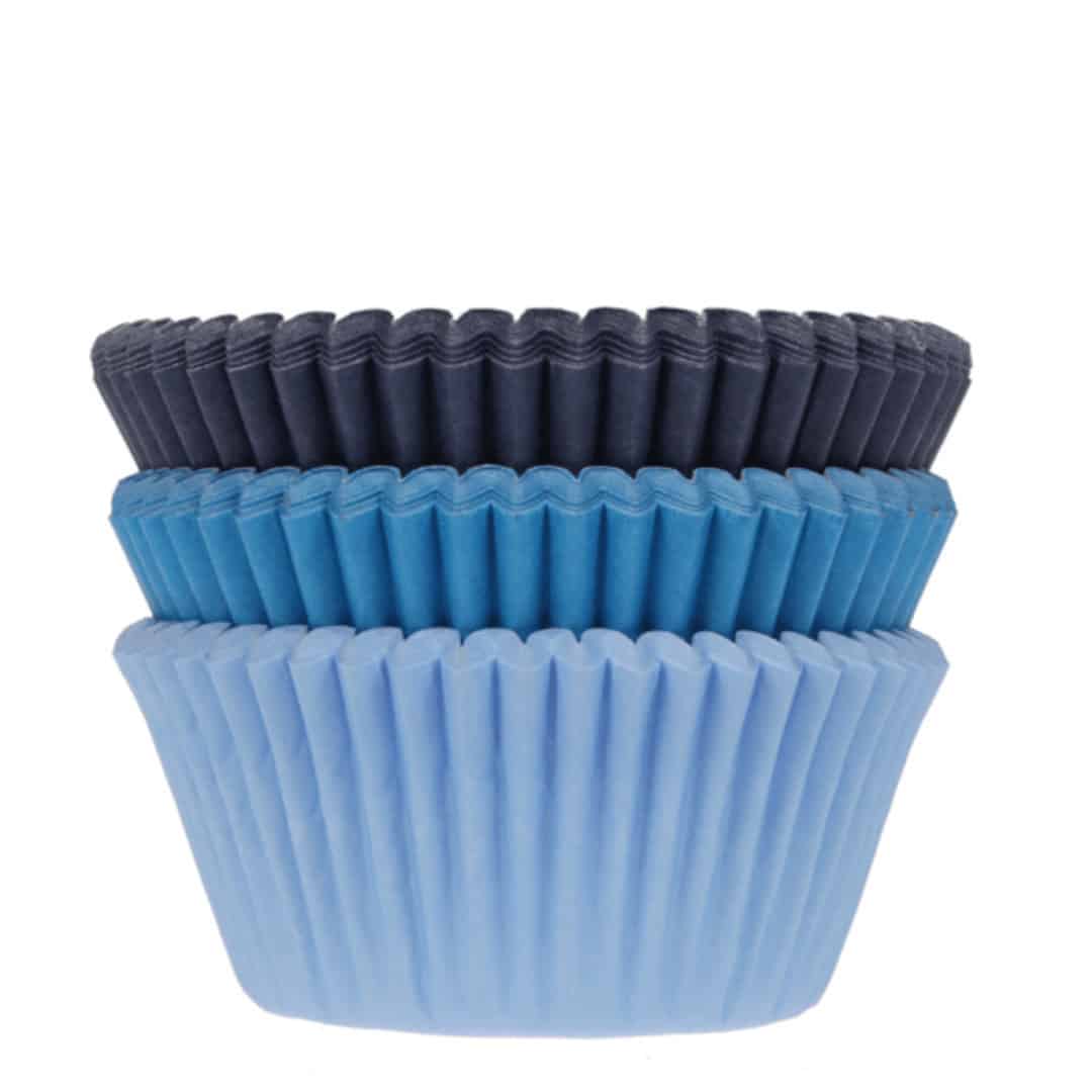 75 caissettes à cupcakes bleues, 3 teintes - Ø 5 cm