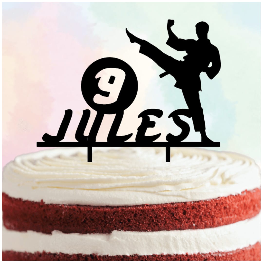 Personalised Karate / Martial Arts Acrylic Cake Topper – Unique Brand, Customizable