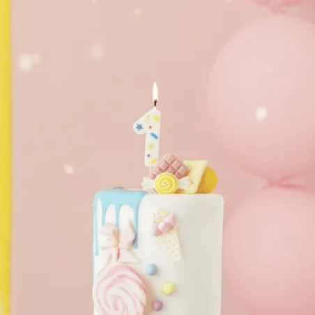 bougie chiffre sprinkles 1 sur gateau