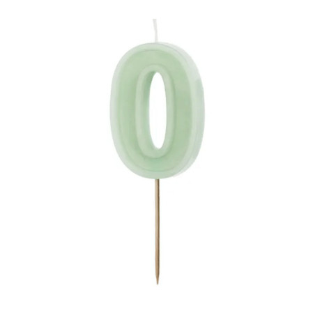 bougie chiffre vert pastel 0