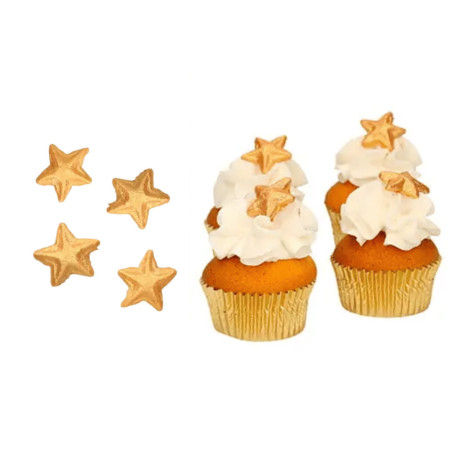 étoiles en sucre couleur bronze sur cupcake