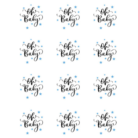 12 disques en sucre Oh baby bleu
