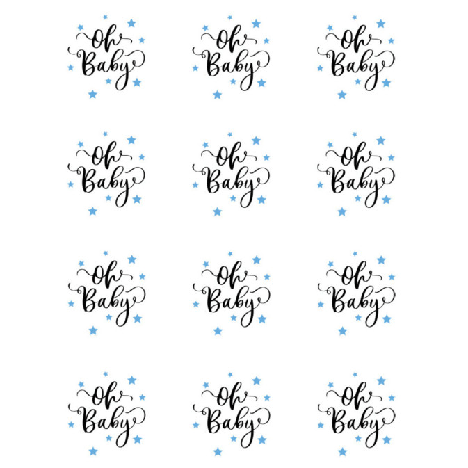 12 disques en sucre Oh baby bleu