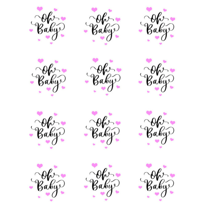 12 disques en sucre Oh baby rose