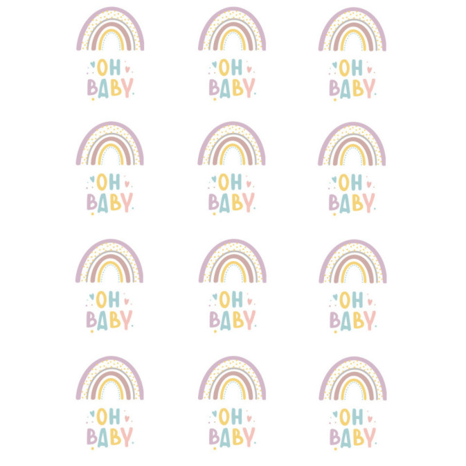 12 disques en sucre Oh baby arc en ciel