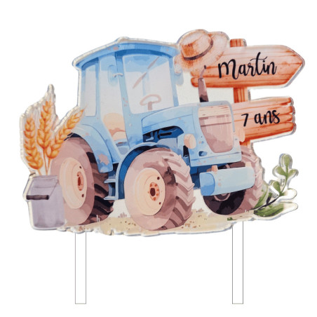 cake topper personnalisable tracteur