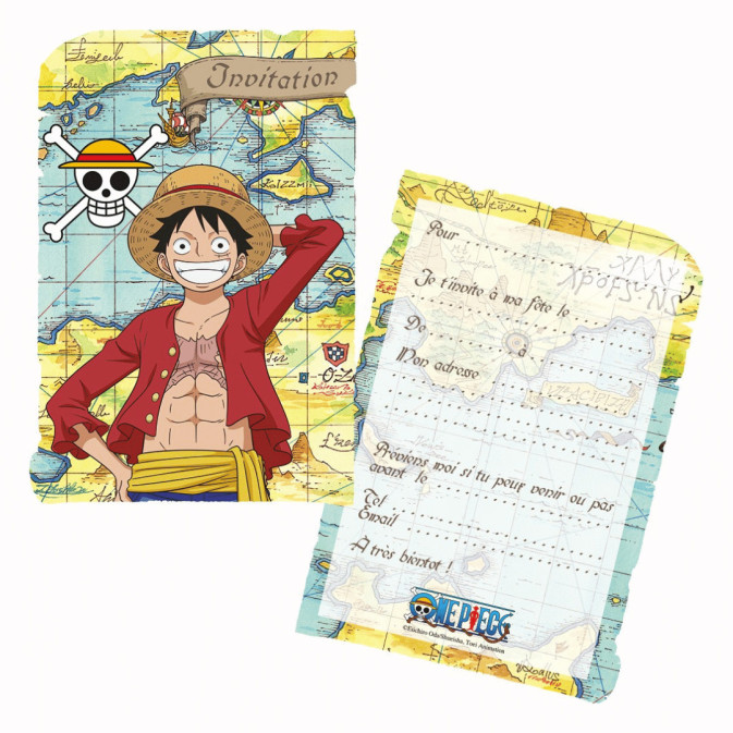 8 invitations anniversaire One Piece