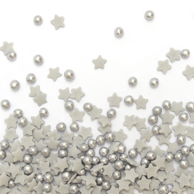 sprinkles étoiles et perles argentées