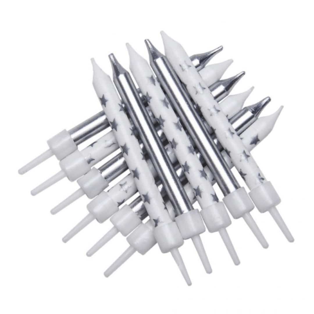 bougies argent et étoilées