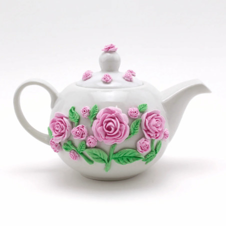 modelage rose sur théière