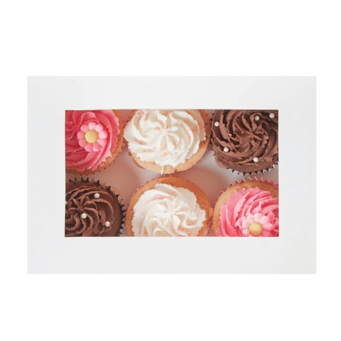 Boîte à 6 cupcakes blanche