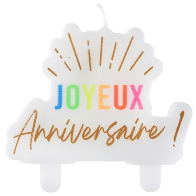 Bougie joyeux anniversaire multicolore