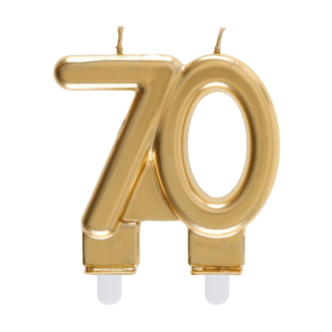 Bougie anniversaire 70 ans dorée