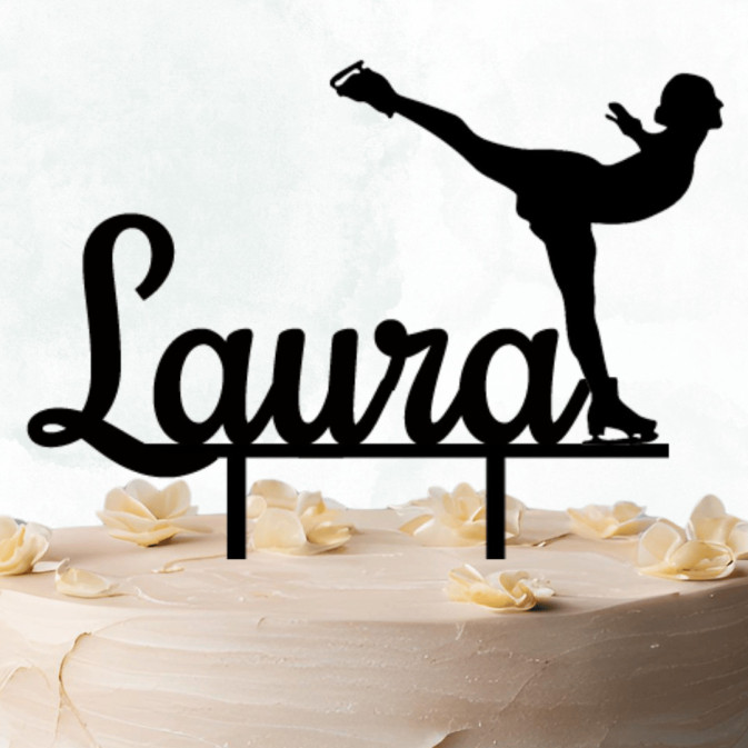 Cake topper patineuse artistique sur gateau