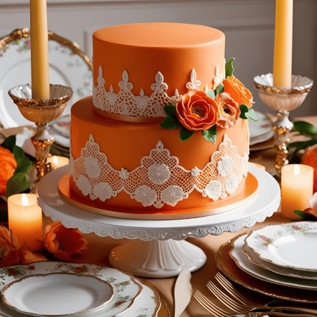 gâteau avec pate d'amande orange