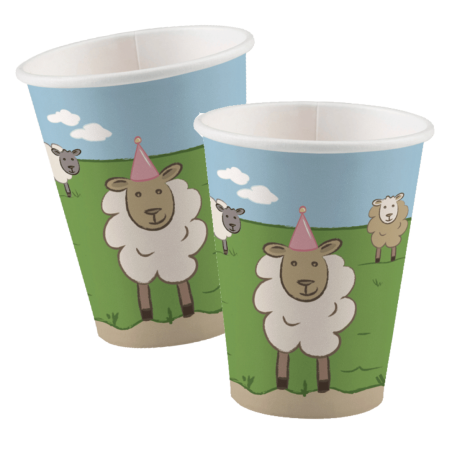 8 gobelets animaux de la ferme pour anniversaire
