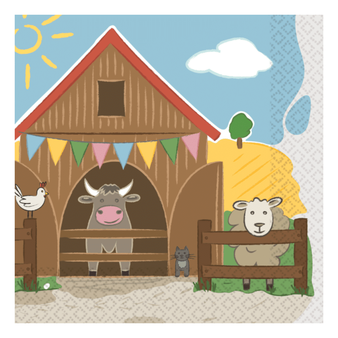 16 Serviettes anniversaire animaux de la ferme