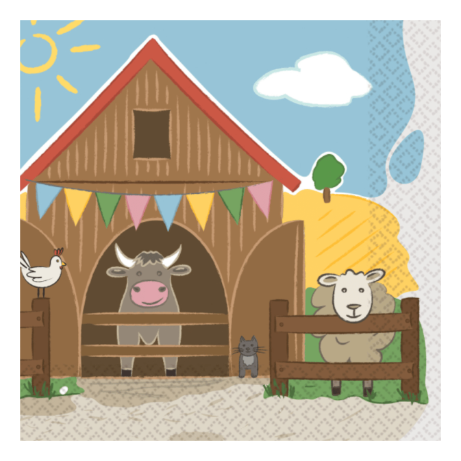16 Serviettes anniversaire animaux de la ferme