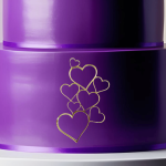 face topper coeur or miroir sur cake design violet
