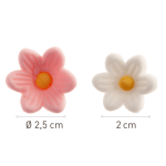 dimensions Fleurs roses et blanches en sucre