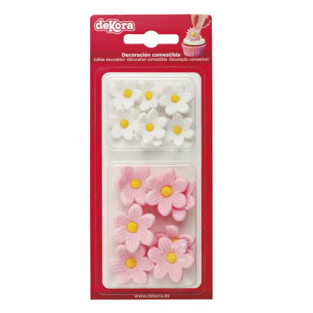 Fleurs roses et blanches en sucre