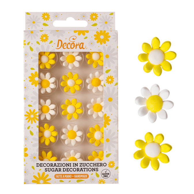 Marguerite sucre blanc et jaune et packaging