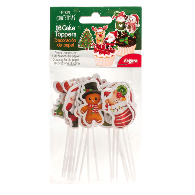 16 Cake toppers Noël papier