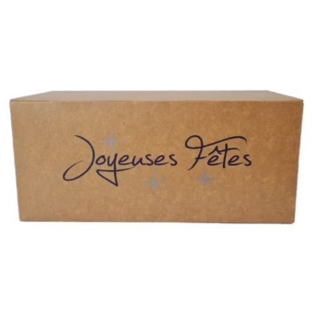 Boîte à bûche kraft Joyeuses Fêtes